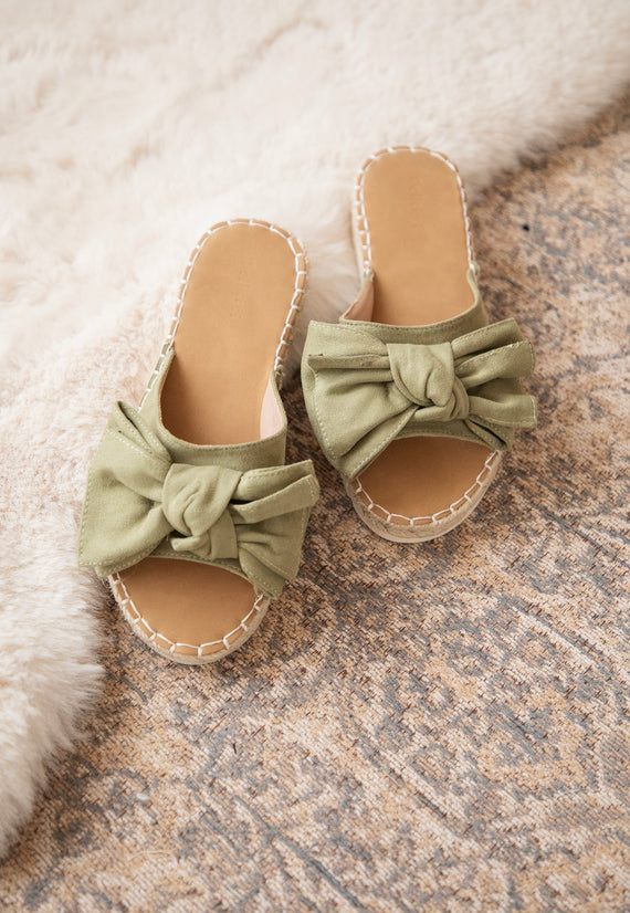 Belle Bow Kaki - Slippers