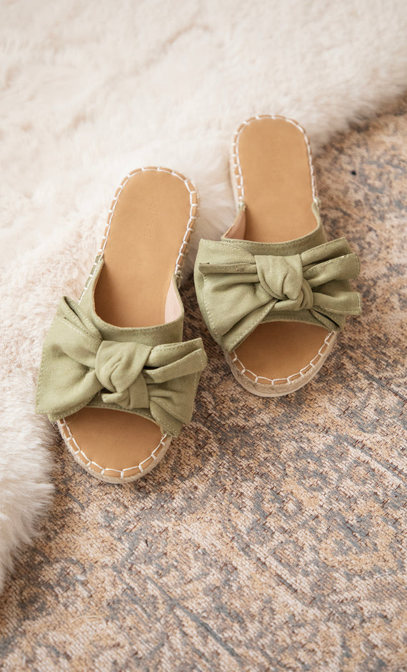Belle Bow Kaki - Slippers