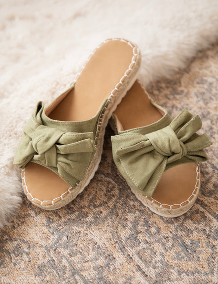 Belle Bow Khaki - Slippers