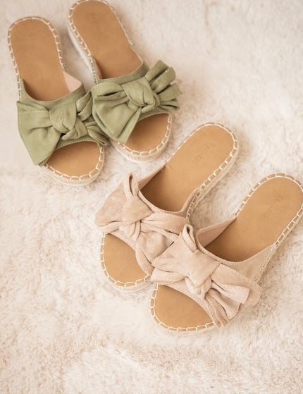 Belle Bow Khaki - Slippers