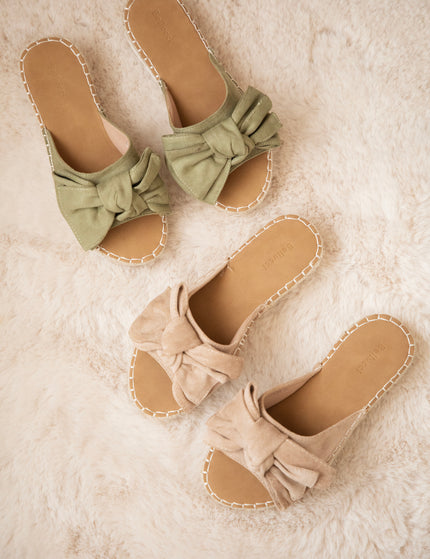 Belle Bow Khaki - Slippers