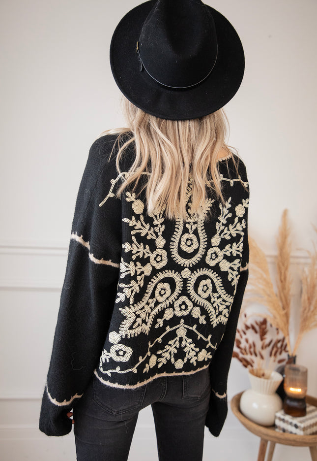 Bloomy Sequins Black - Sweater