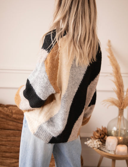 Pullover - Mia Mosaic - Grau/Schwarz
