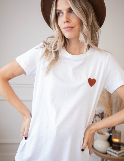 Beating Heart White/Brown - T-Shirt