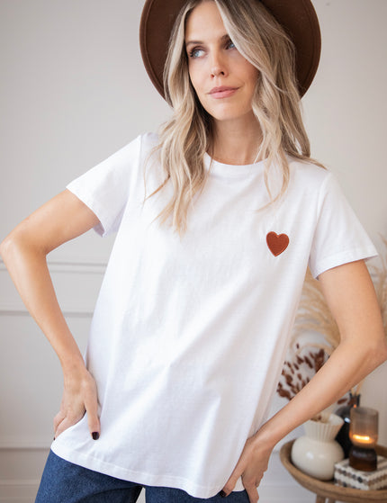 Beating Heart White/Brown - T-Shirt