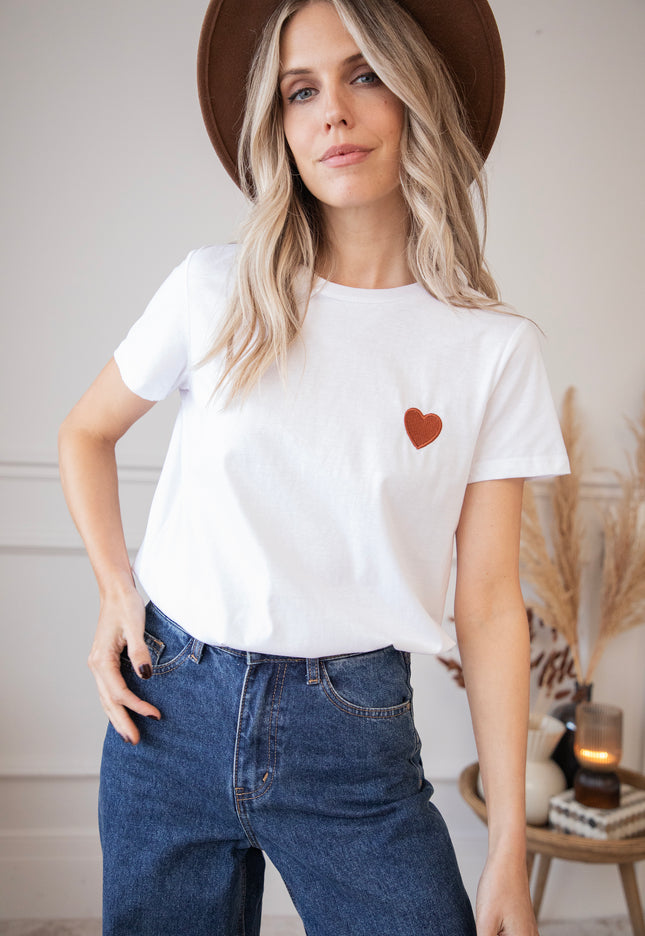 Beating Heart White/Brown - T-Shirt