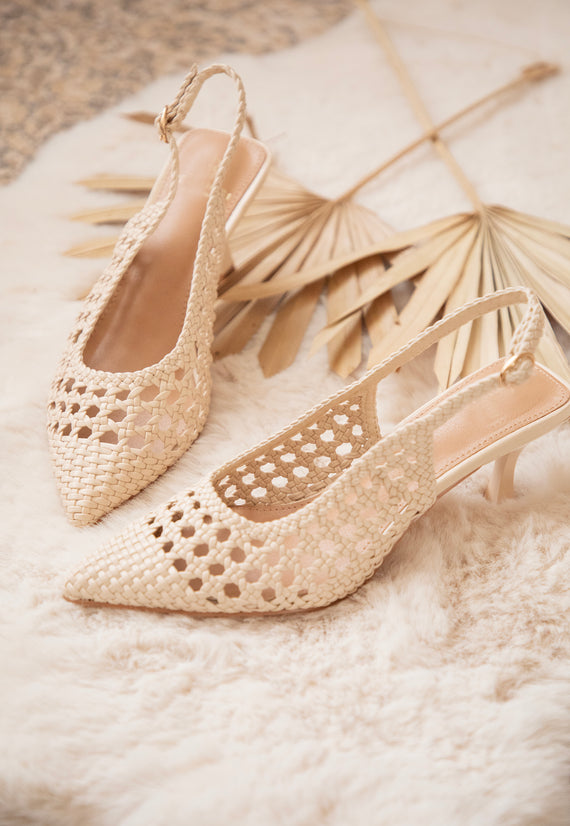 Woven Elegance Beige - Heels