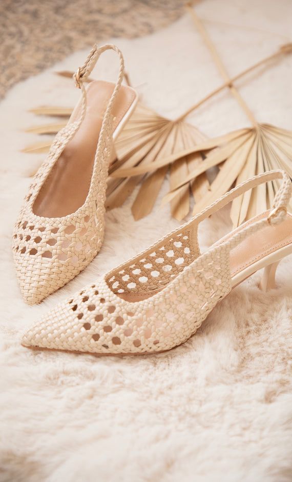 Woven Elegance Beige - Heels