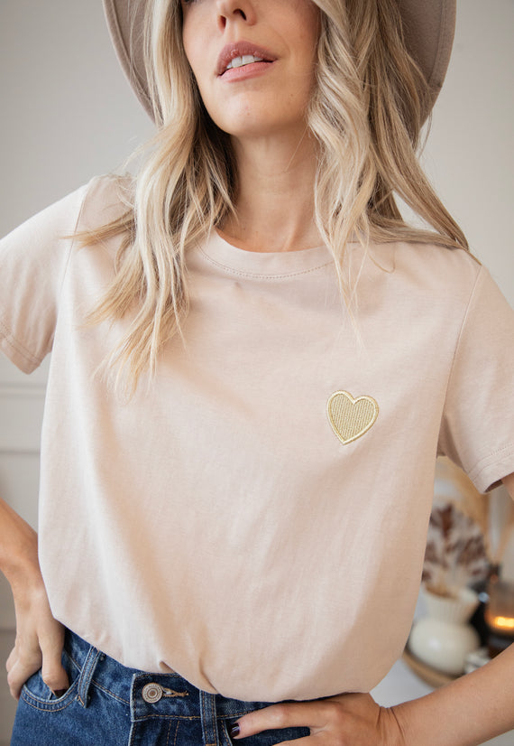 Beating Heart Taupe/Gold - T-Shirt