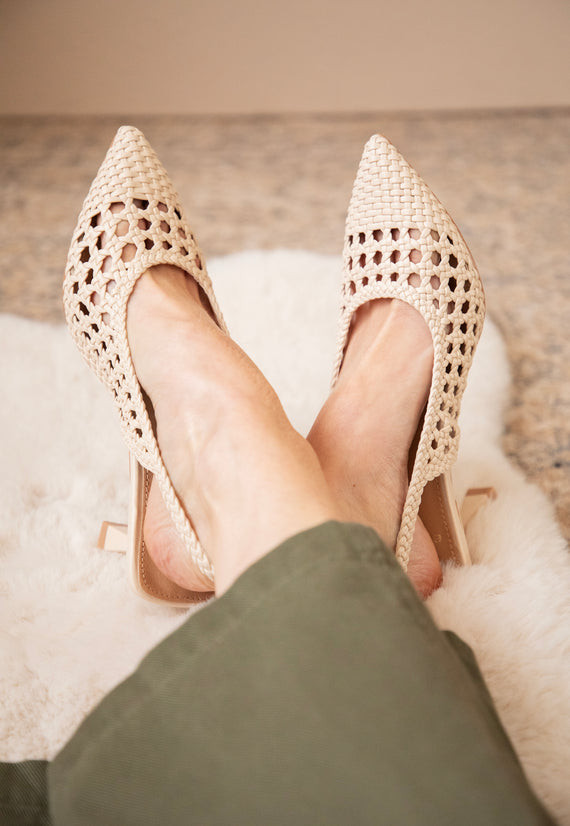 Woven Elegance Beige - Heels