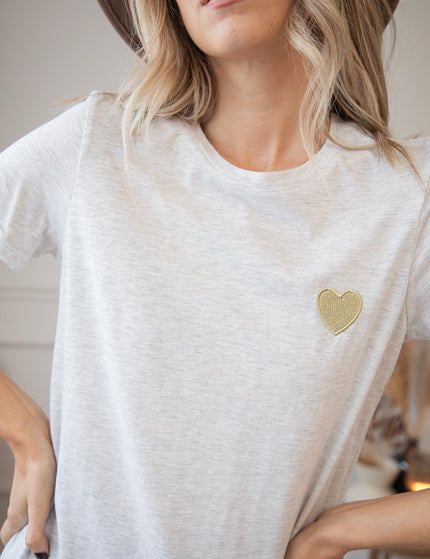 T-Shirt - Beating Heart - Grau/Gold