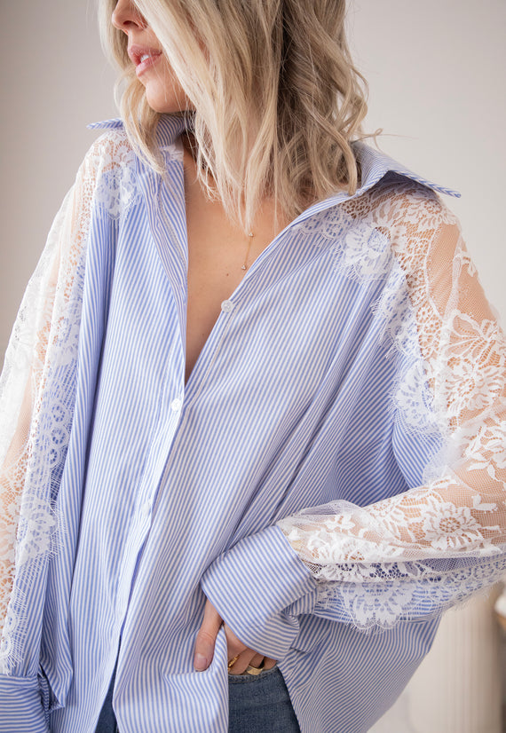 Lace Serenade Blue/White - Blouse