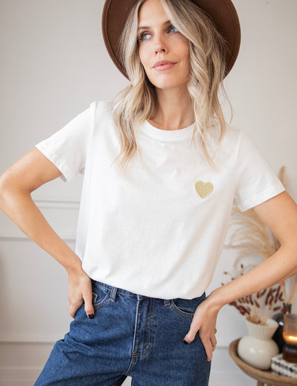 Beating Heart White/Gold - T-Shirt