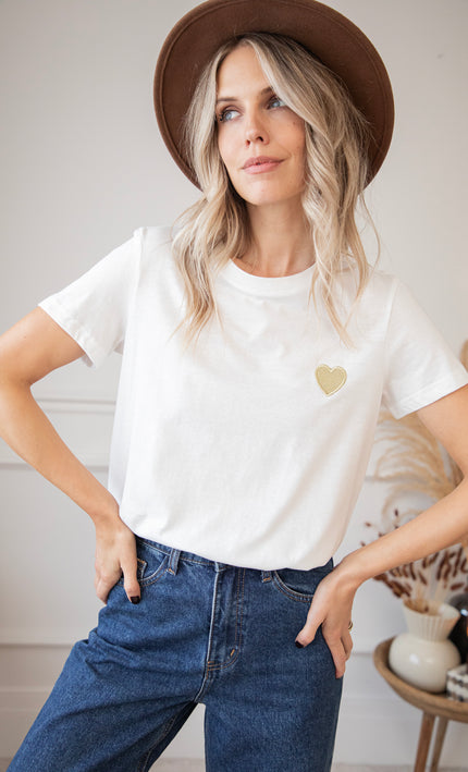 Beating Heart White/Gold - T-Shirt