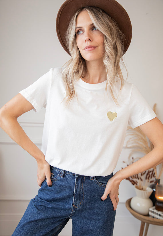 Beating Heart White/Gold - T-Shirt