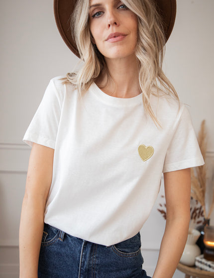 Beating Heart White/Gold - T-Shirt