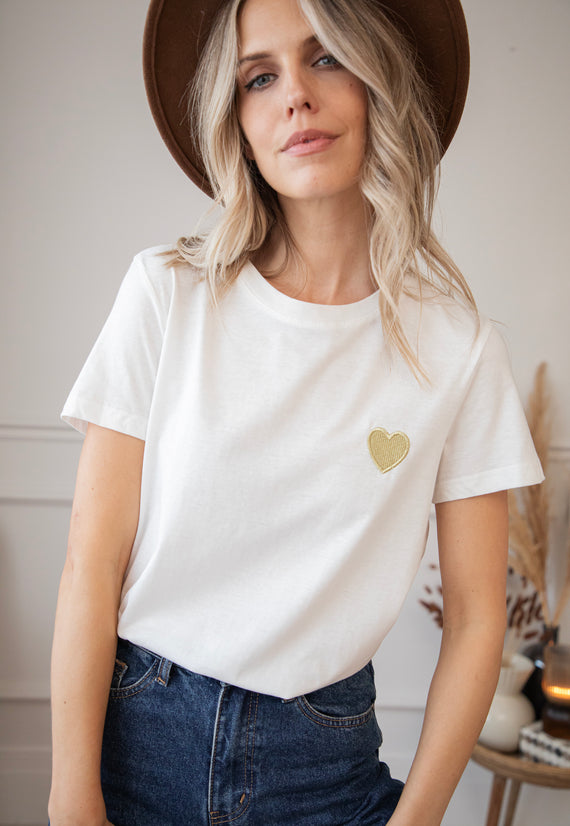 Beating Heart White/Gold - T-Shirt