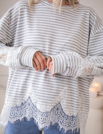 Lines & Lace Grey - Blouse