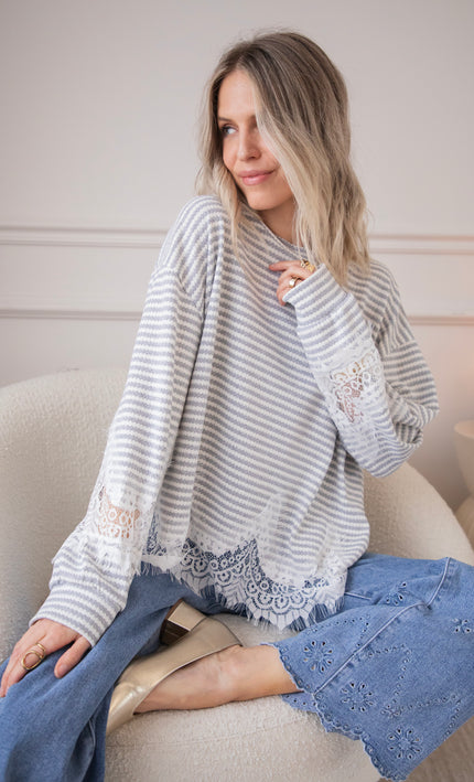 Lines & Lace Grey - Blouse