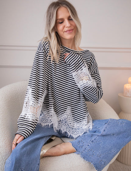 Lines & Lace Black - Blouse