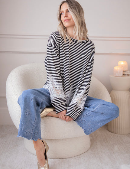 Lines & Lace Black - Blouse