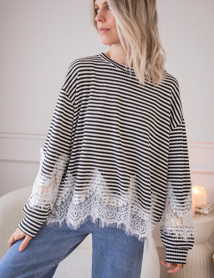 Lines & Lace Black - Blouse