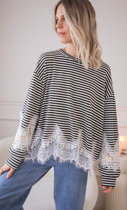 Lines & Lace Black - Blouse