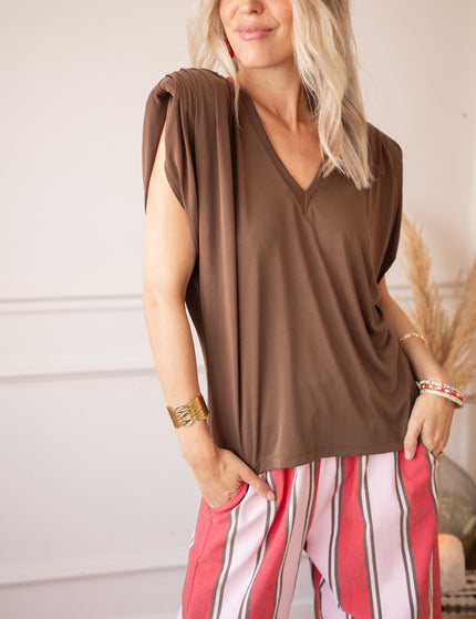 Elly Epaulettes Brown - Top