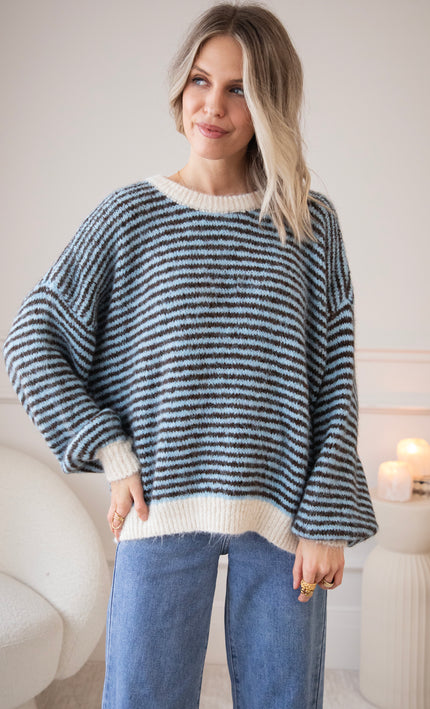 Zima Stripe Baby Blue/Choco - Sweater