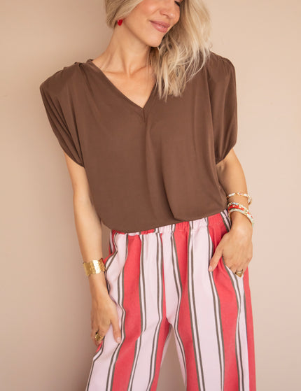 Elly Epaulettes Brown - Top