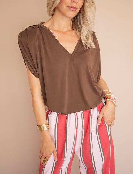 Elly Epaulettes Brown - Top