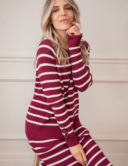 Striped Serenity Burgundy/White - Set