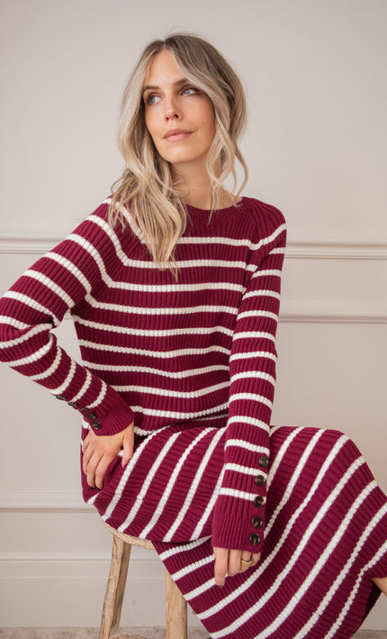 Striped Serenity Burgundy/White - Set