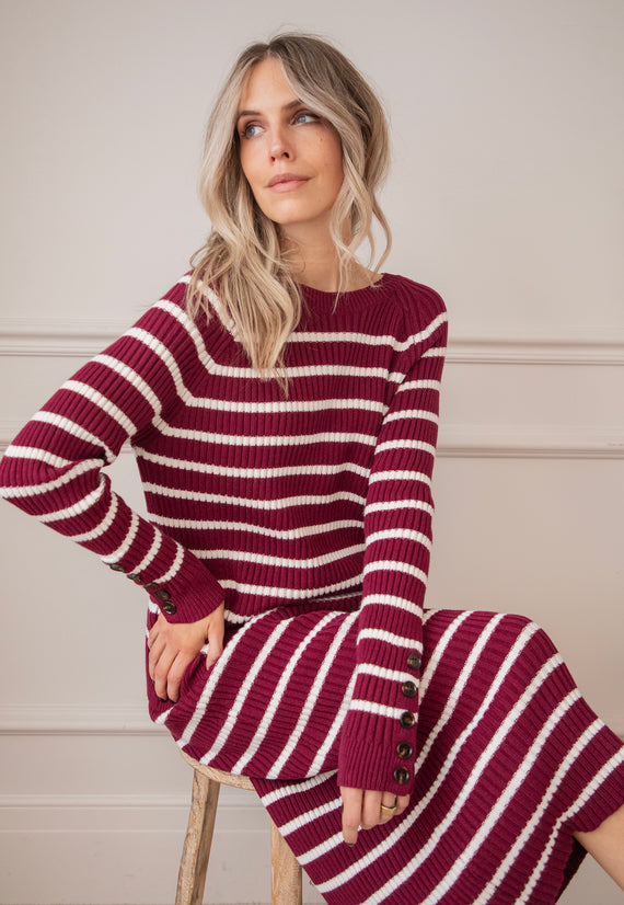 Striped Serenity Burgundy/White - Set