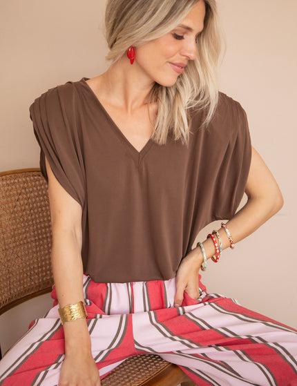 Elly Epaulettes Brown - Top