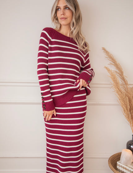 Striped Serenity Burgundy/White - Set