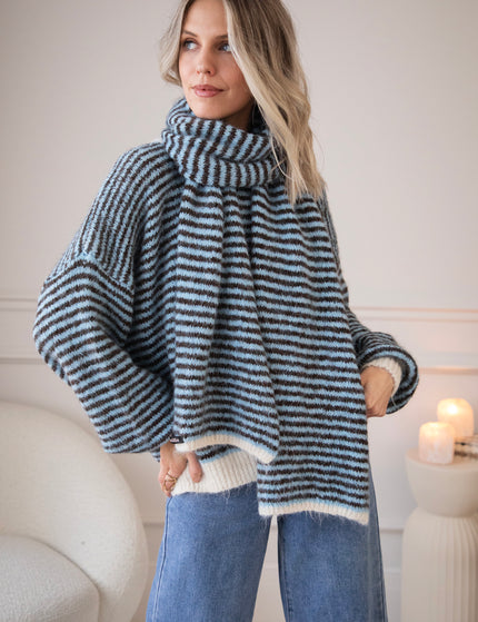 Zima Stripe Baby Blue/Choco - Scarf