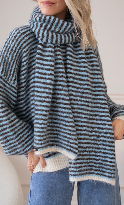 Zima Stripe Baby Blue/Choco - Scarf