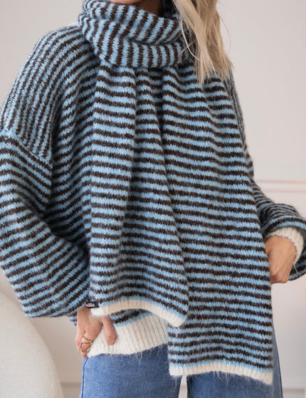 Zima Stripe Baby Blue/Choco - Scarf