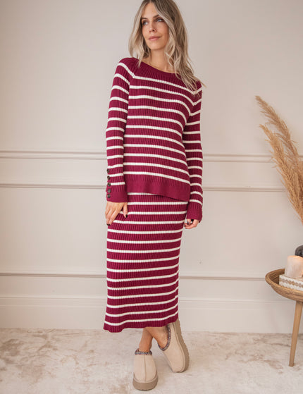 Striped Serenity Burgundy/White - Set