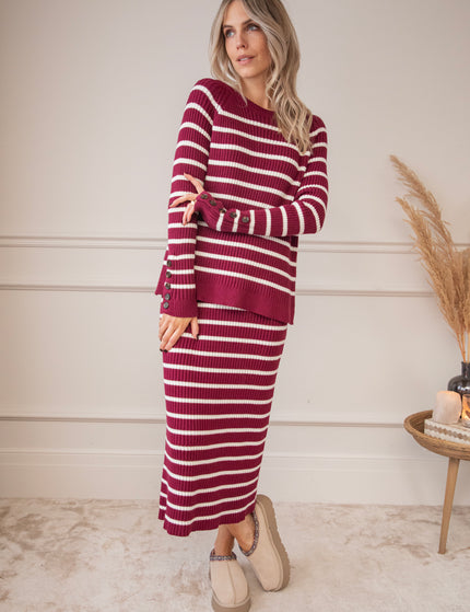 Striped Serenity Burgundy/White - Set