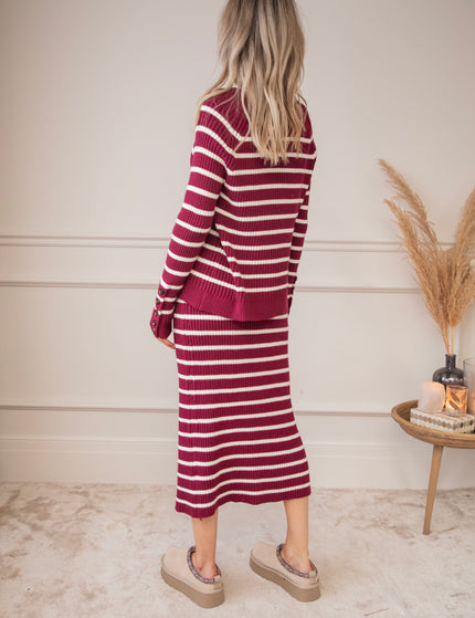 Striped Serenity Burgundy/White - Set