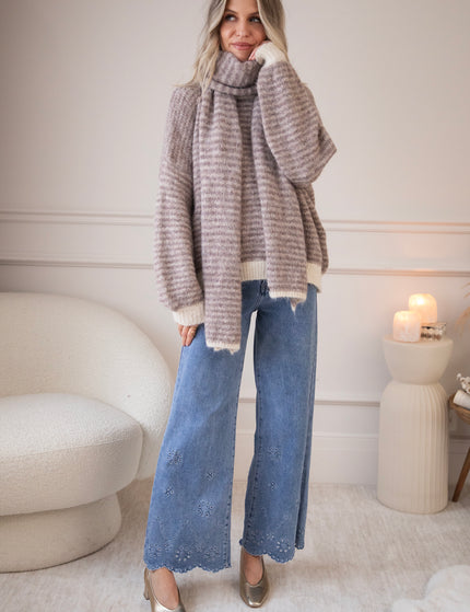 Zima Stripe Beige/Brown - Trui