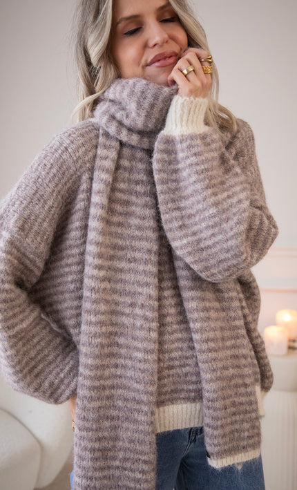 Zima Stripe Beige/Brown - Sjaal