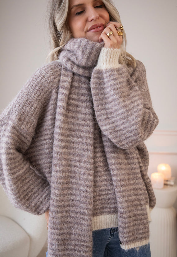 Zima Stripe Beige/Brown - Sjaal