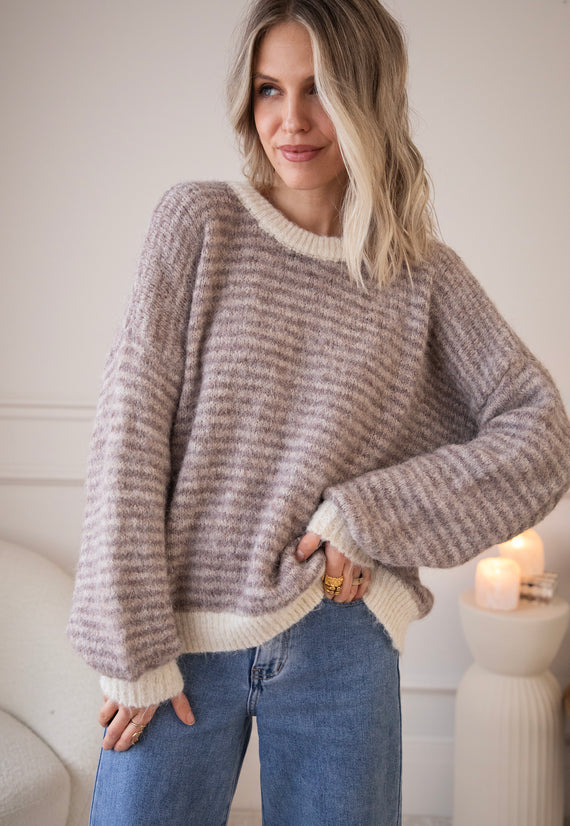 Zima Stripe Beige/Brown - Trui
