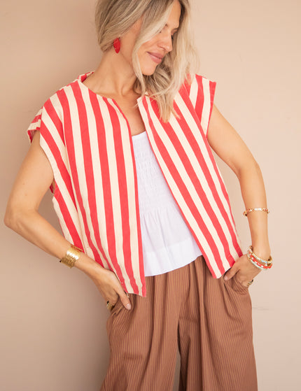 Jacke - Stripes of Energy - Fuchsia/Beige