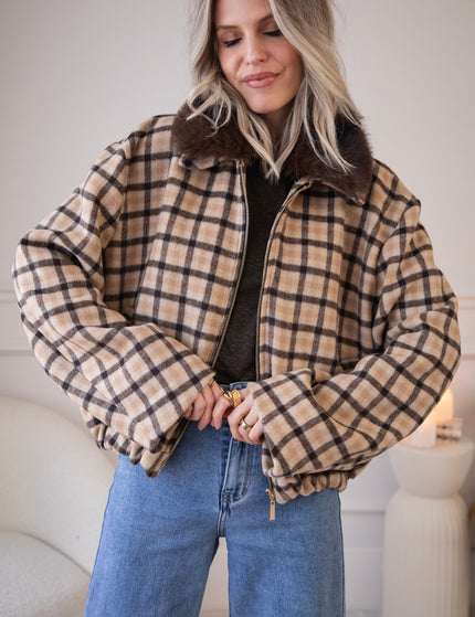 Sweet Cinnamon Check Beige/Brown - Jacket