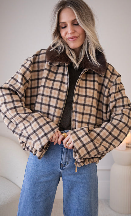 Sweet Cinnamon Check Beige/Brown - Jacket