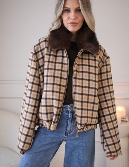 Sweet Cinnamon Check Beige/Brown - Jacket
